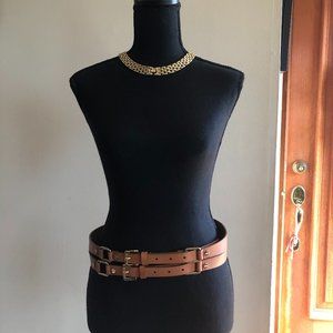 MICHAEL KORS double strap buckle leather waist belt